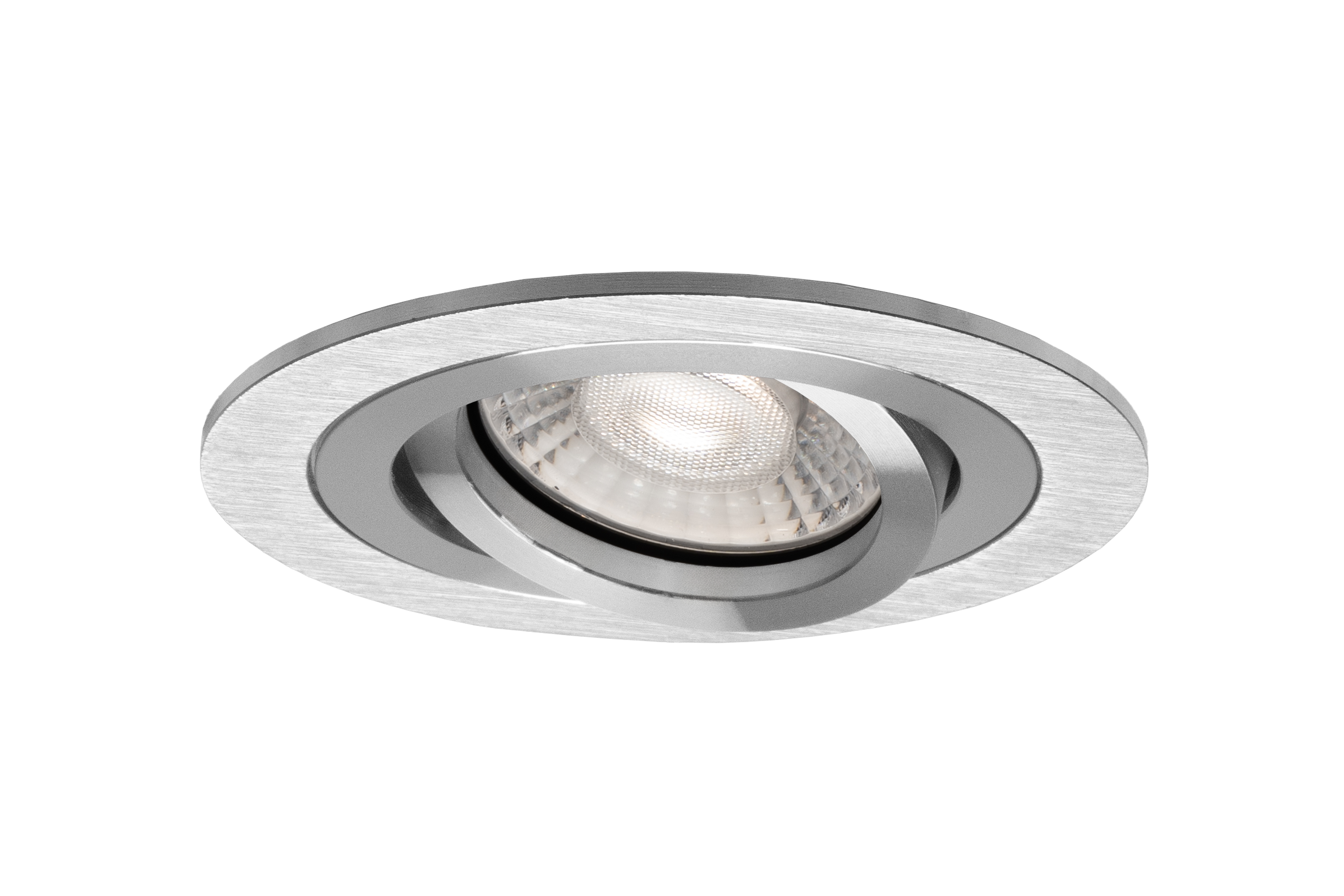 LED GU10 inbouwspot Armatuur Ø92xH25mm, boorgat Ø80mm, IP20, Rond, Kantelbaar 30°, Zilvergrijs RVS