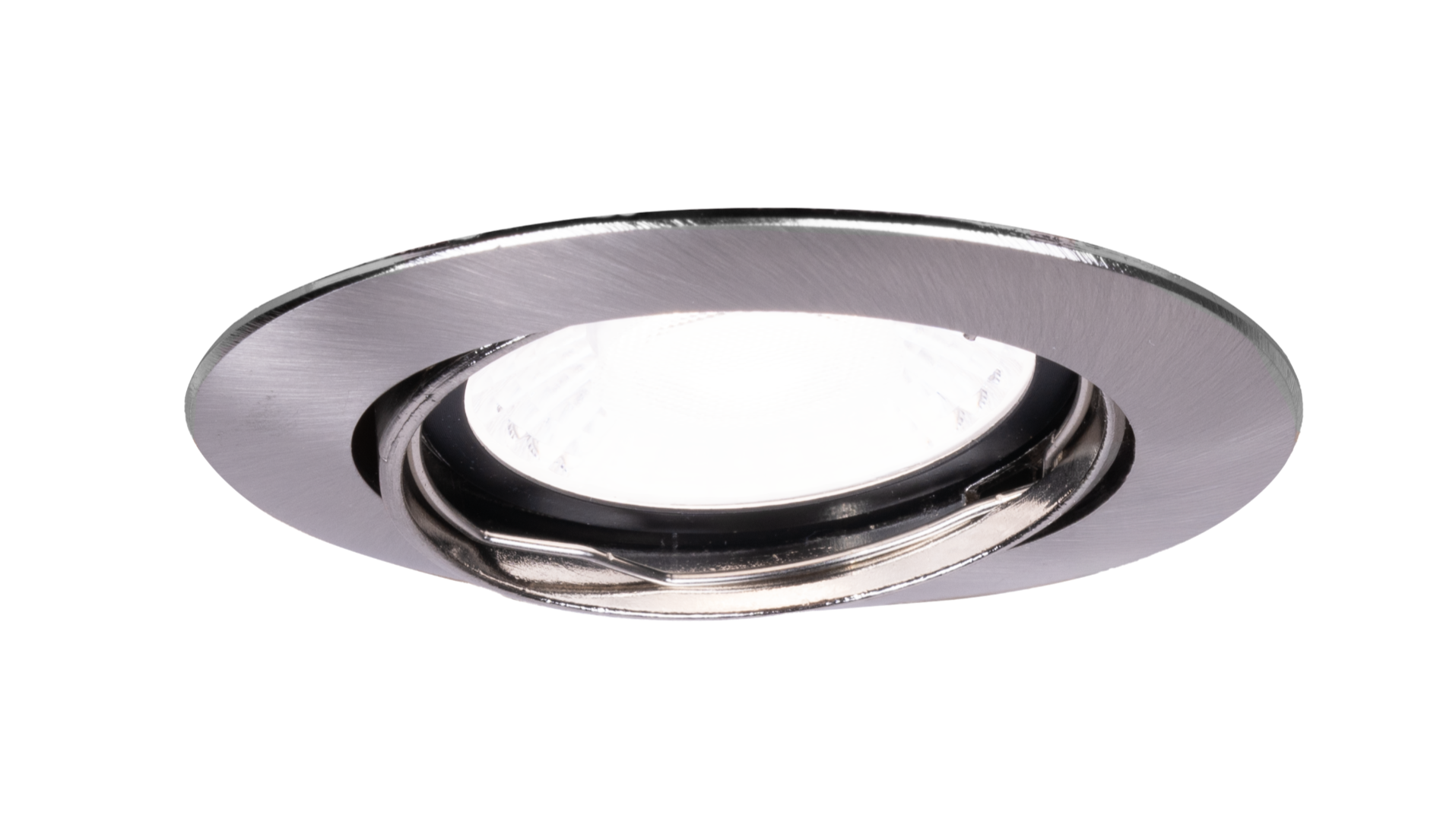 Led inbouwspot Armatuur Ø82xH22mm, boorgat Ø70mm, IP20, Rond, Kantelbaar 30°, Satijn Nikkel