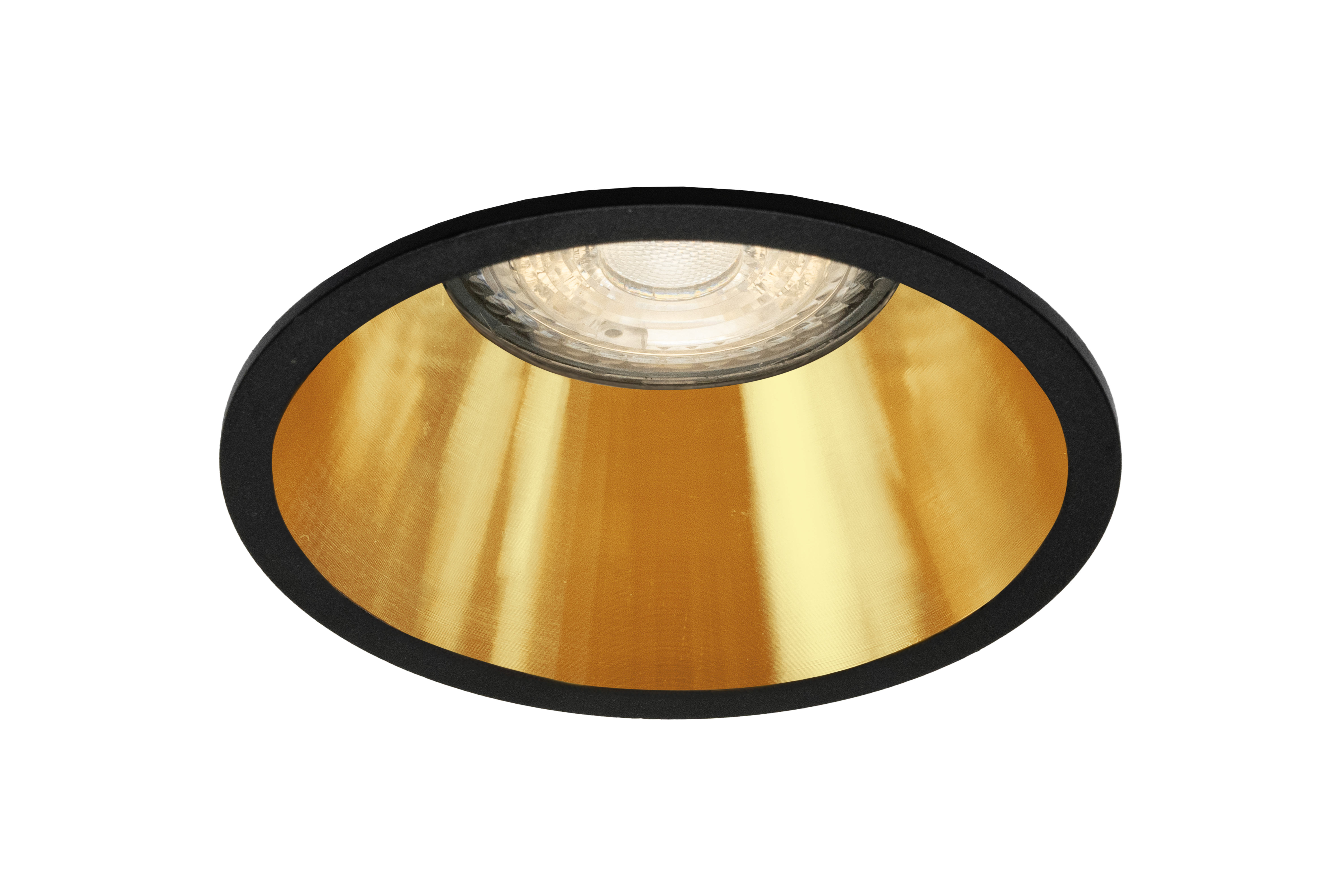 Led inbouwspot Armatuur Ø82xH53mm, boorgat Ø70mm, IP20 Rond, Mat Zwart + Gold