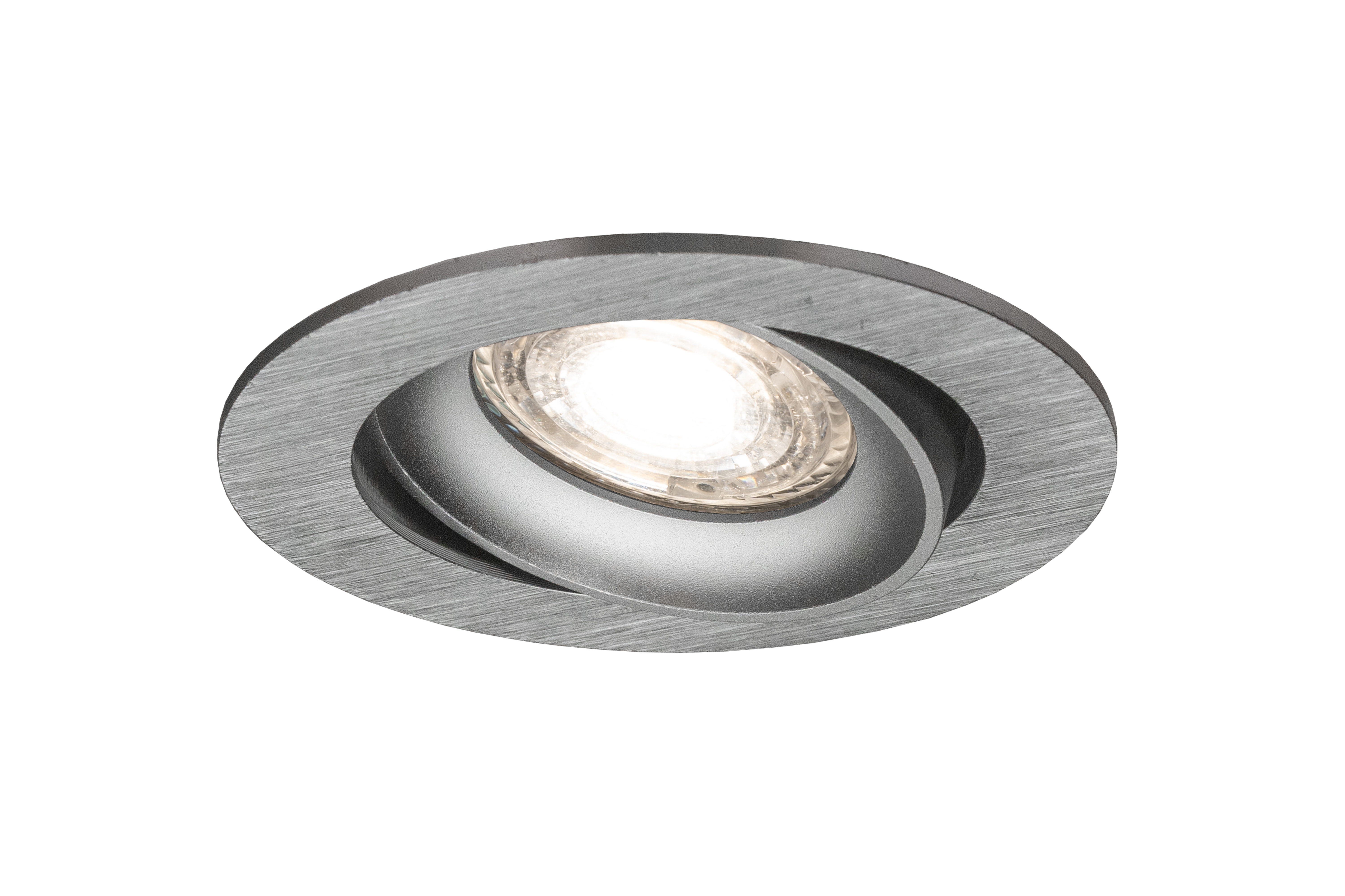 Led inbouwspot Armatuur Ø81xH24mm, boorgat Ø70mm, IP20 Rond, Kantelbaar, Geborsteld aluminium