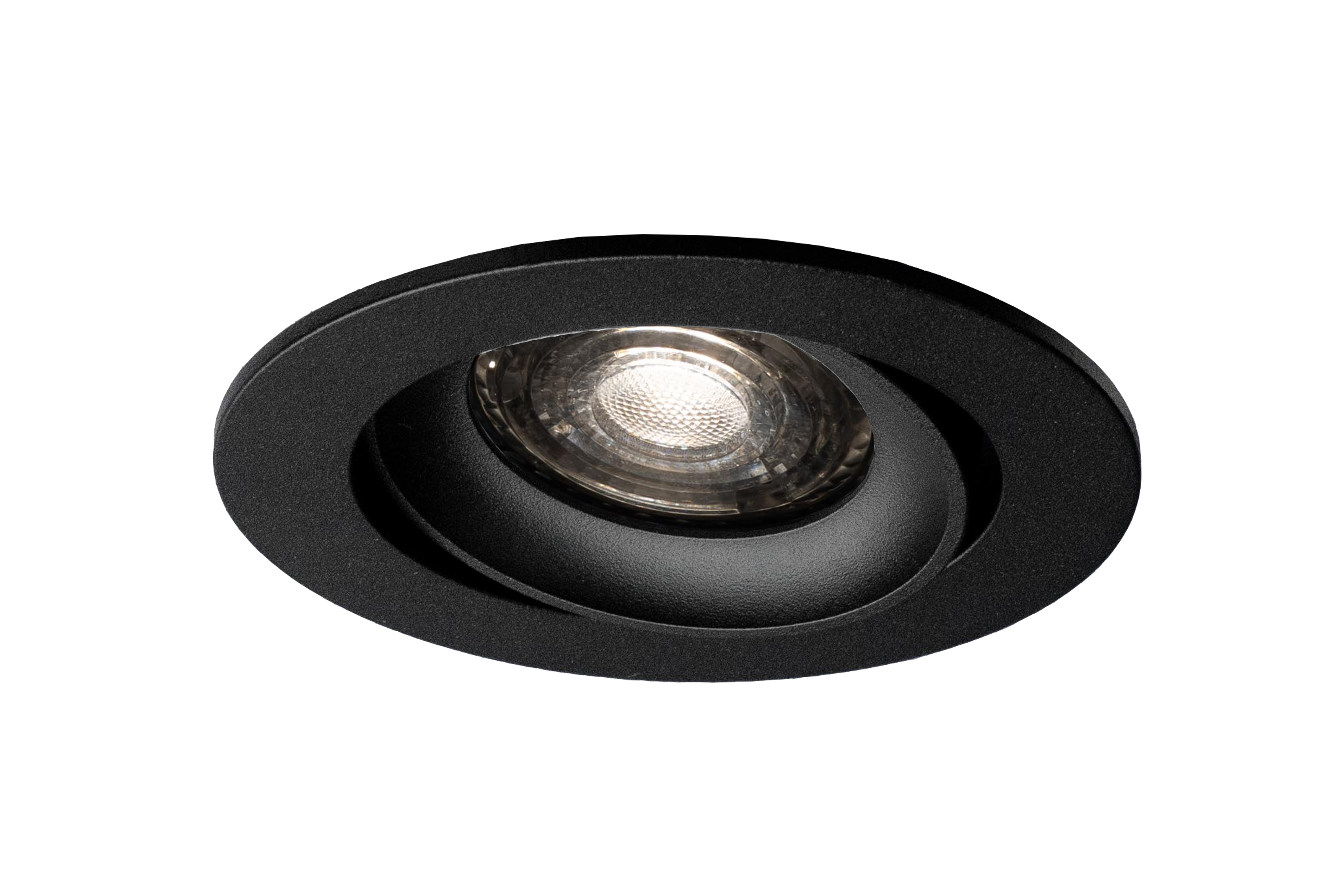 Led inbouwspot Armatuur Ø81xH24mm, boorgat  Ø70mm, IP20 Rond, Kantelbaar, Mat Mat Zwart