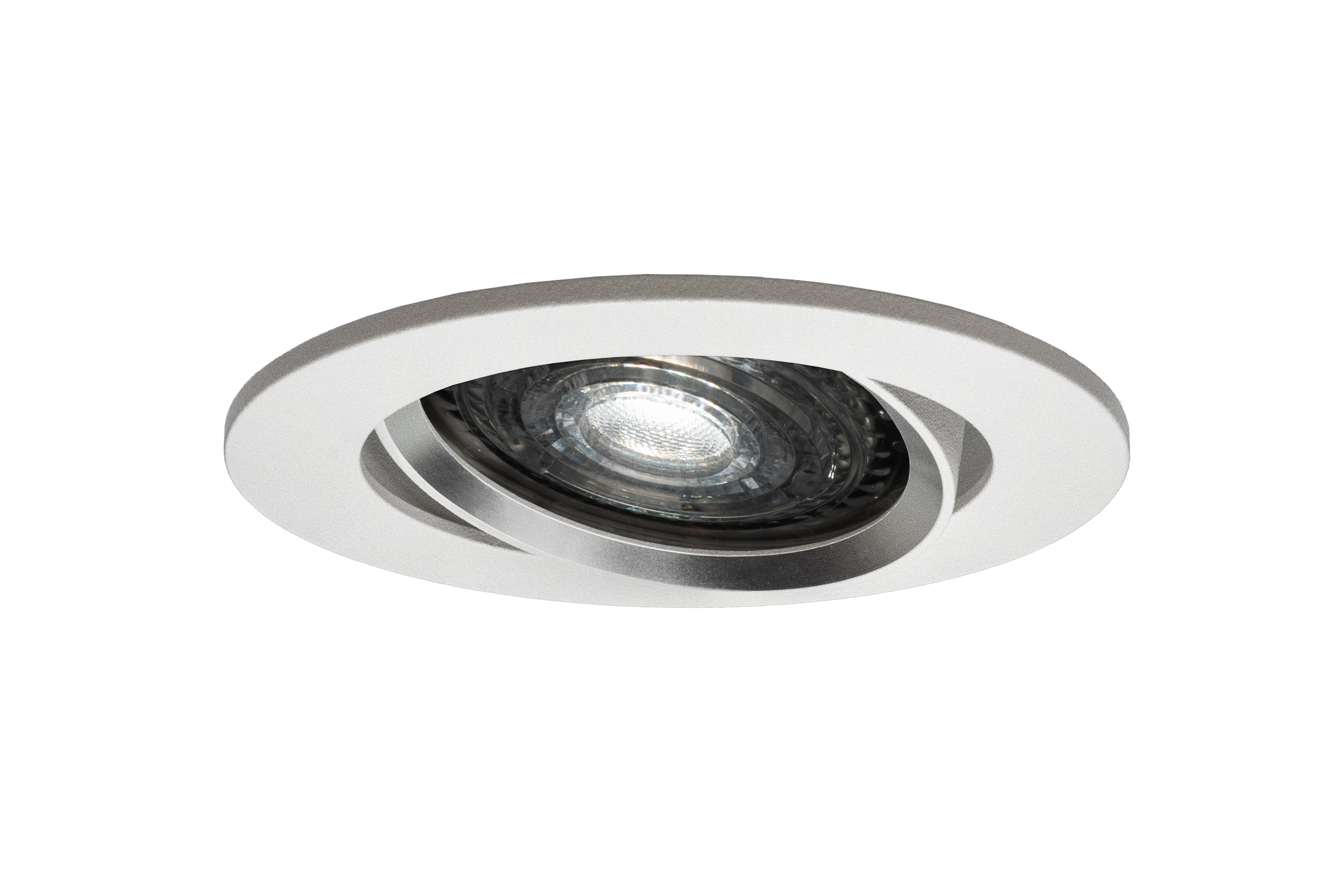 Led inbouwspot Armatuur Ø81xH24mm, boorgat Ø70mm, IP20 Rond, Kantelbaar, Wit + Zilver