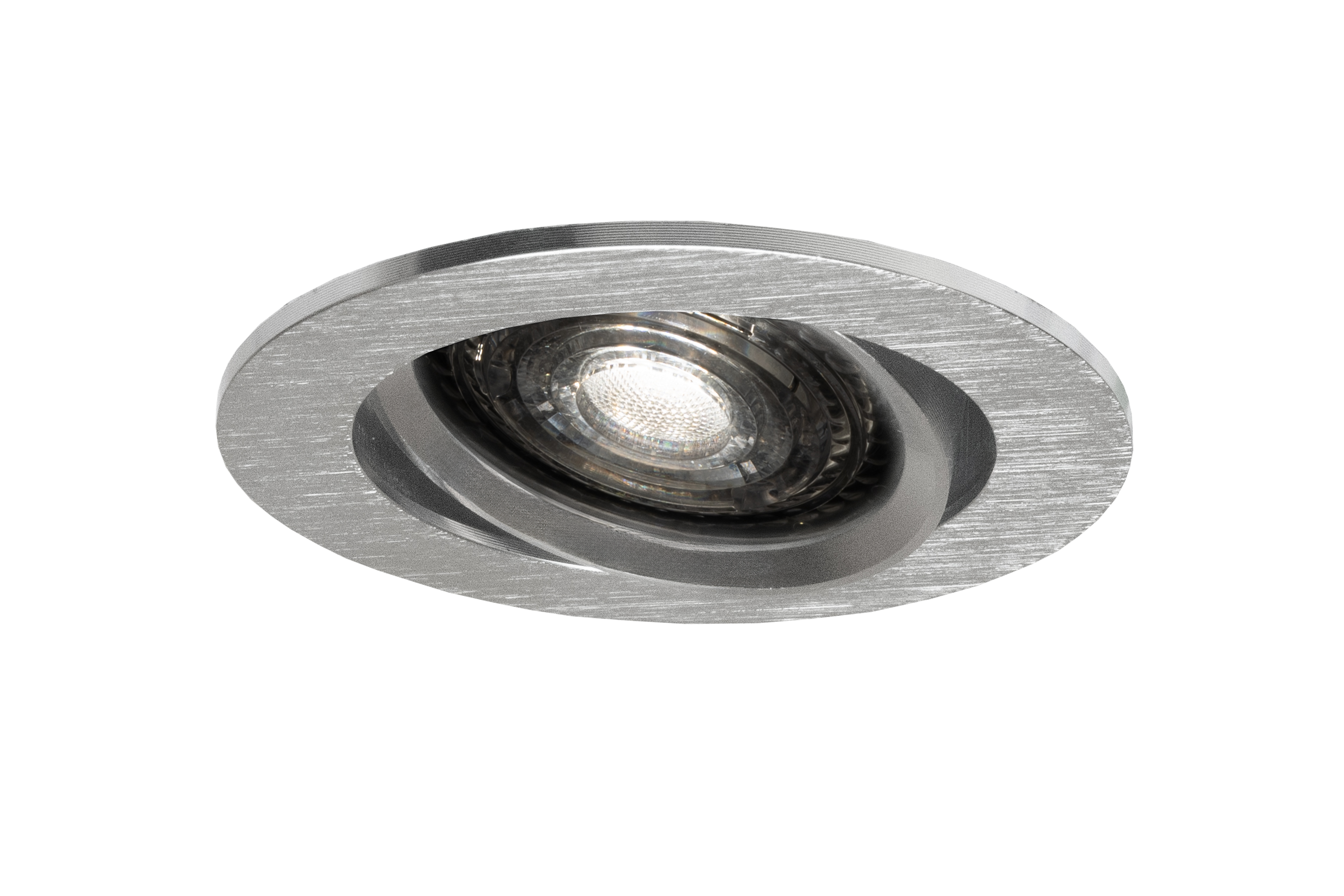 Led inbouwspot Armatuur Ø81xH24mm, boorgat Ø70mm, IP20 Rond, Kantelbaar, Geborsteld aluminium + Gold