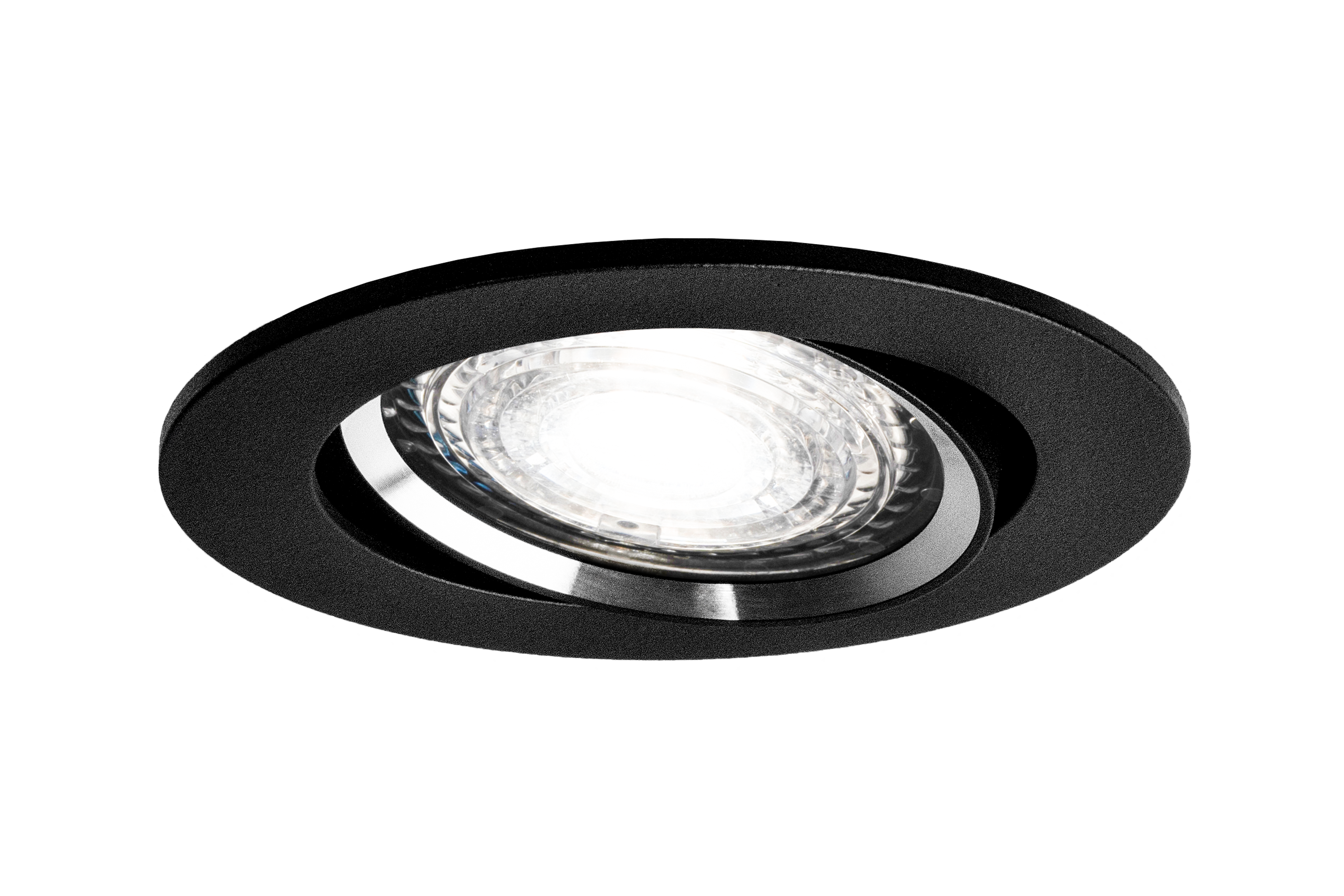 Led inbouwspot Armatuur Ø81xH24mm, boorgat Ø70mm, IP20 Rond, Kantelbaar, Mat Zwart + Zilver