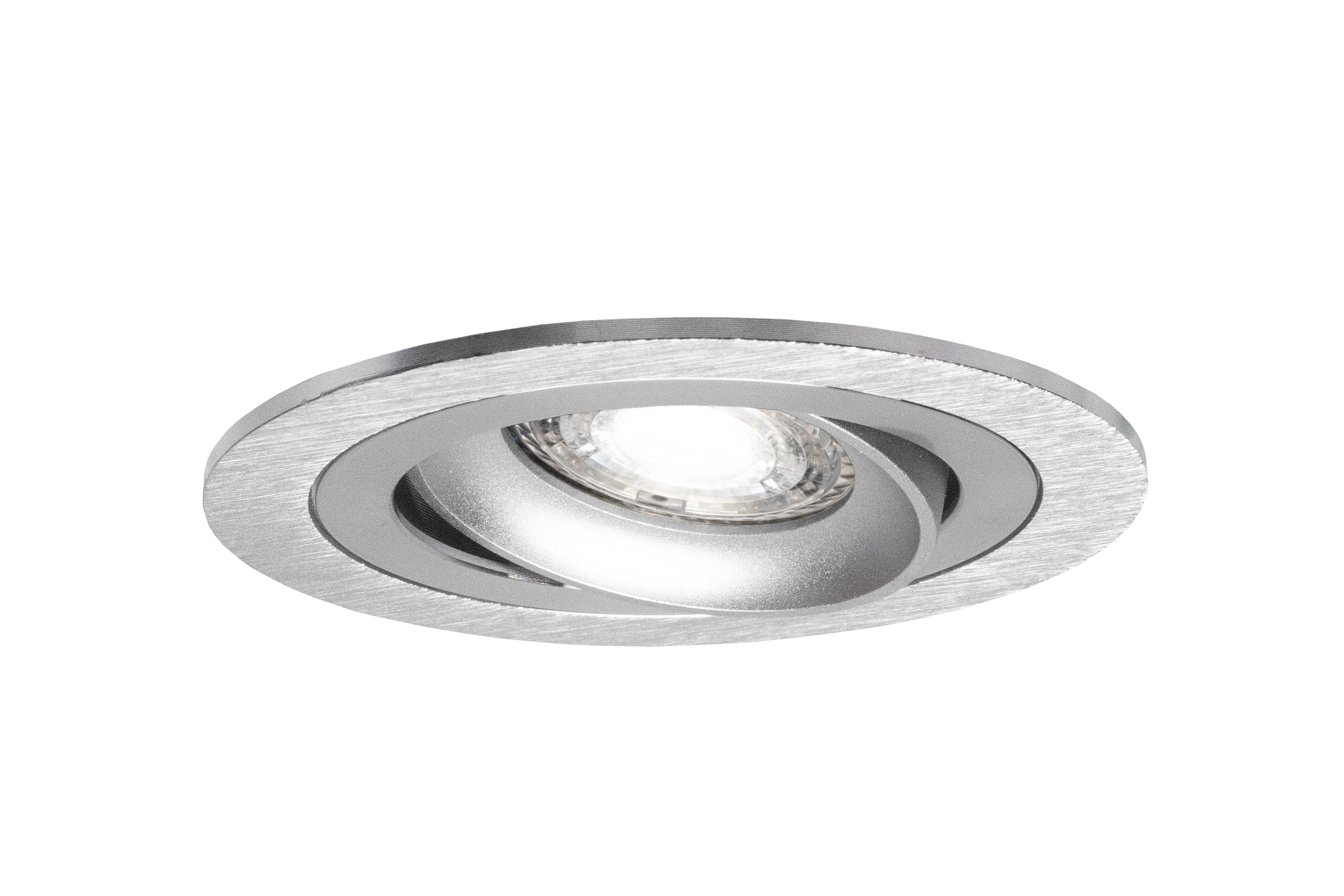 Led inbouwspot Armatuur Ø92xH23mm, Kantelbaar, Geborsteld aluminium + Zilver