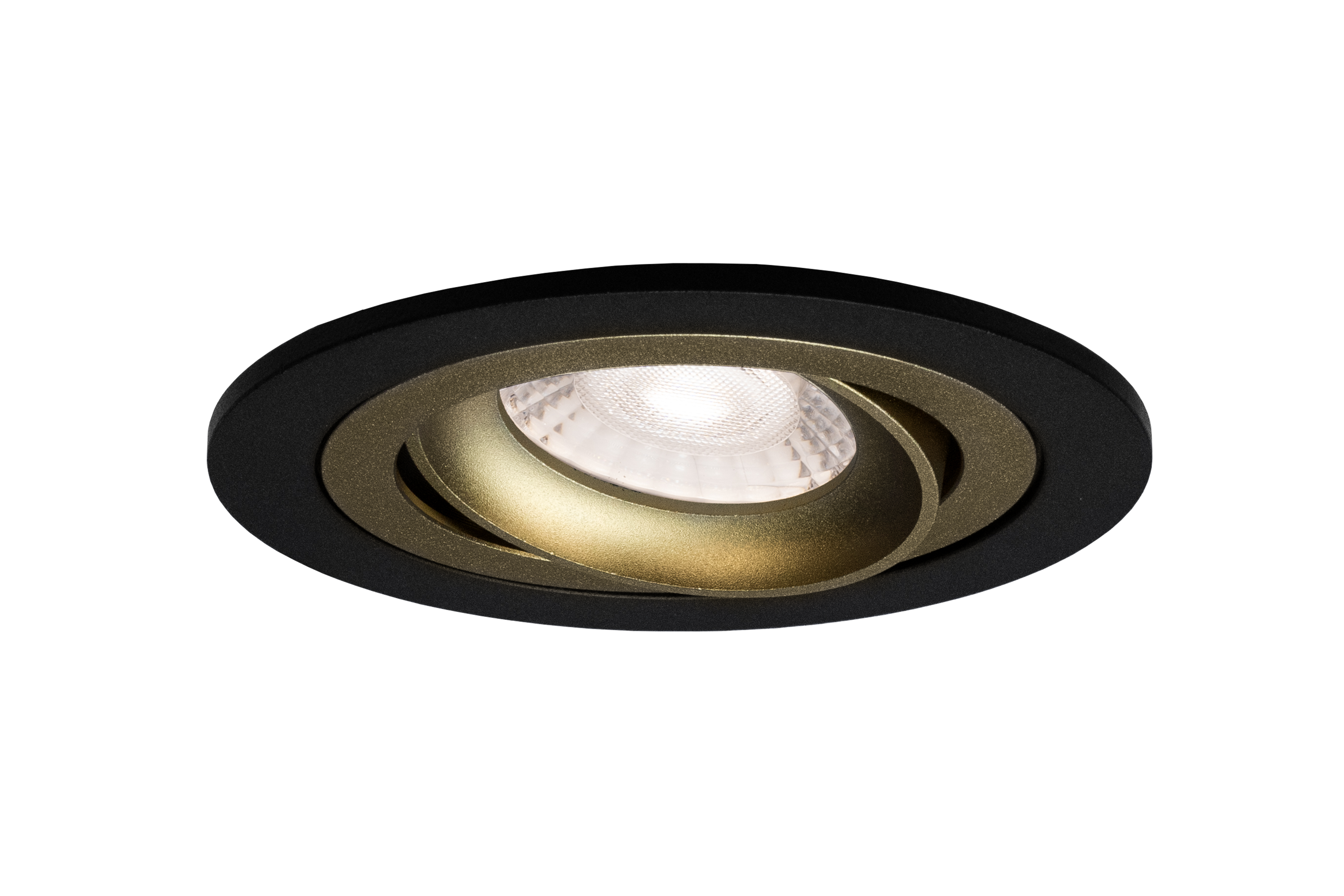 Led inbouwspot Armatuur Ø92xH23mm, boorgat Ø80mm, IP20 Rond Kantelbaar, Mat Zwart + Goud