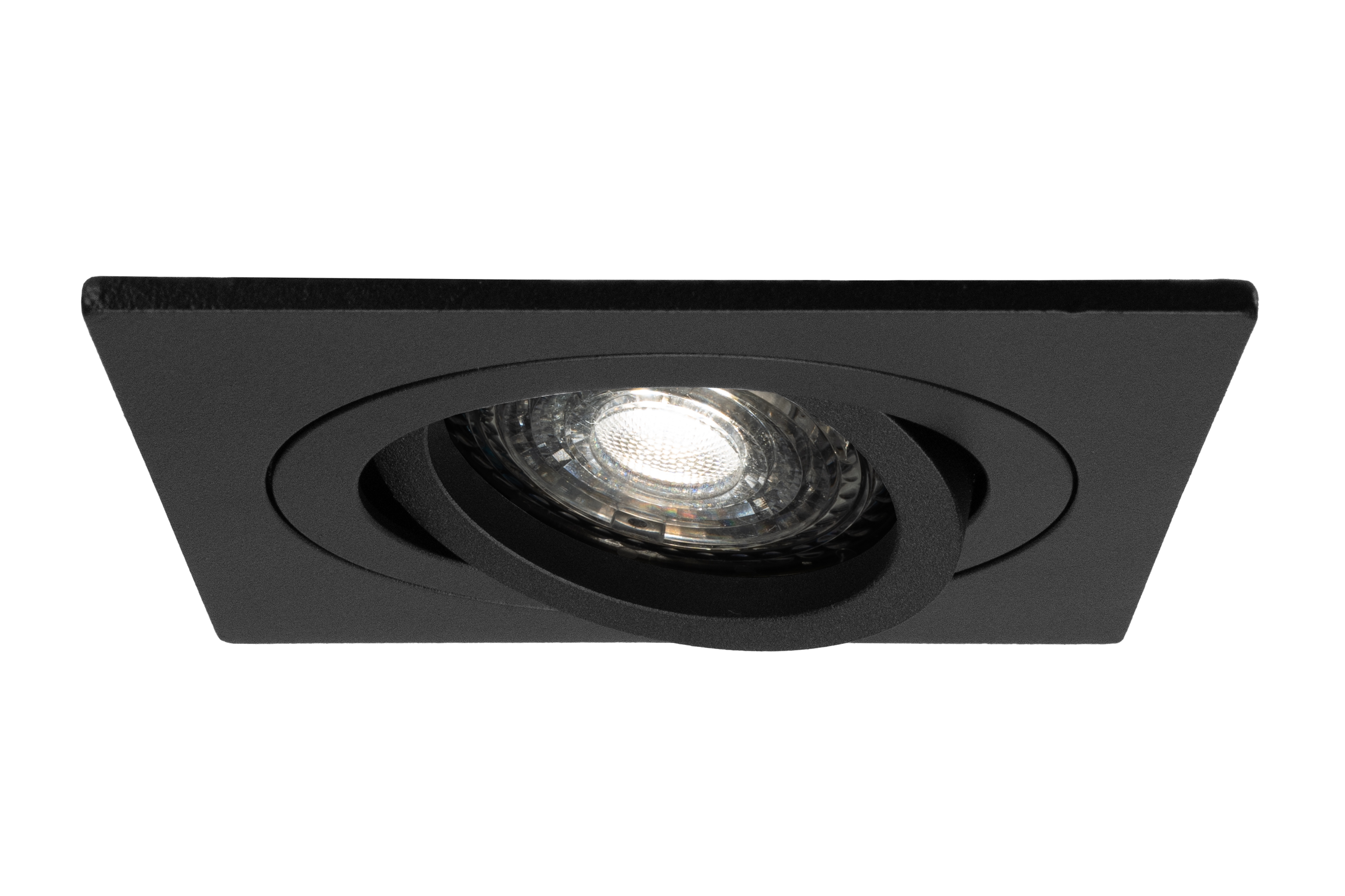 Led inbouwspot Armatuur Ø92x92xH23mm, boorgat Ø80mm, IP20 Vierkant, Kantelbaar, Mat Zwart