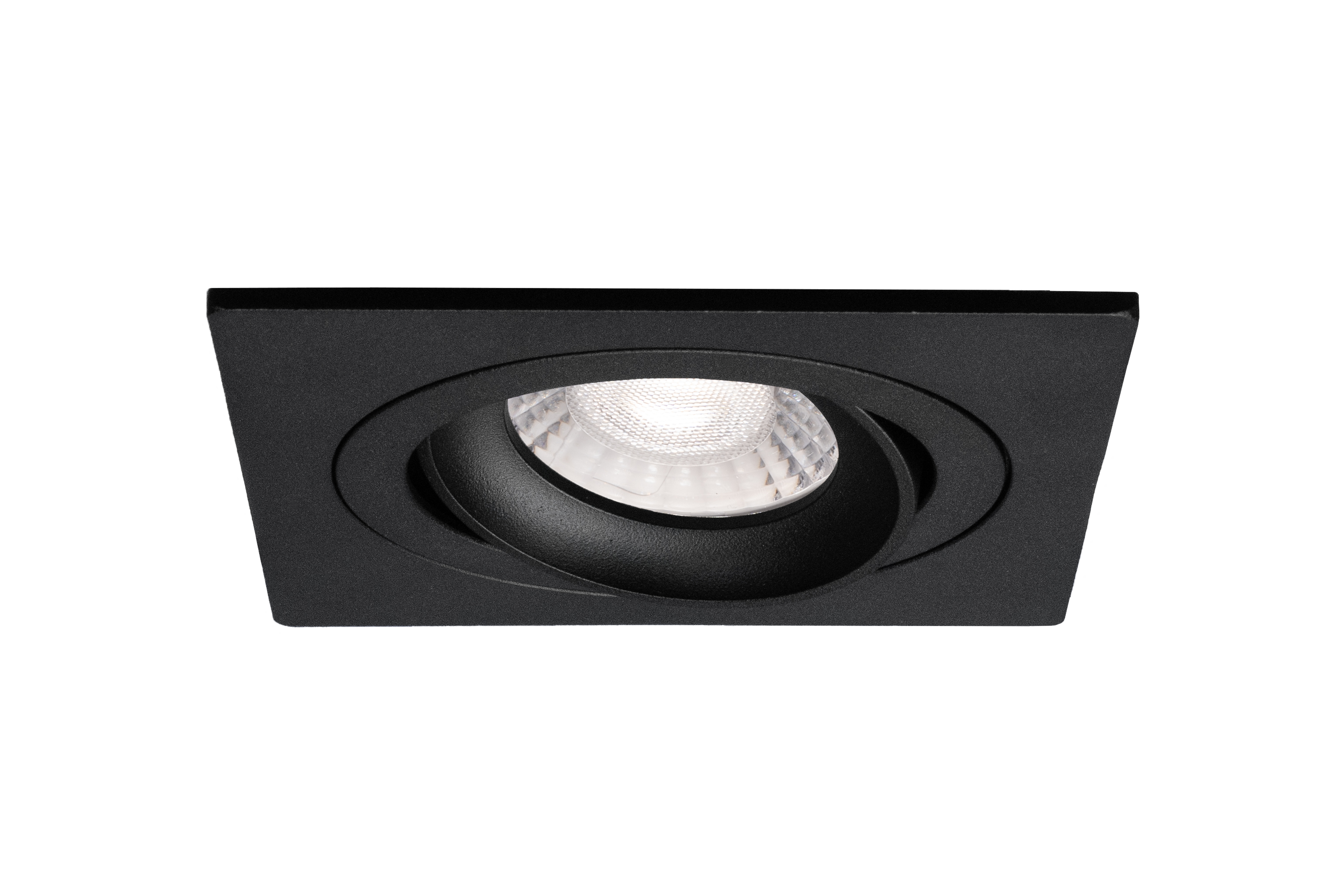 Led inbouwspot Armatuur Ø92x92xH23mm, boorgat Ø80mm, IP20 Vierkant, Kantelbaar, Mat Zwart