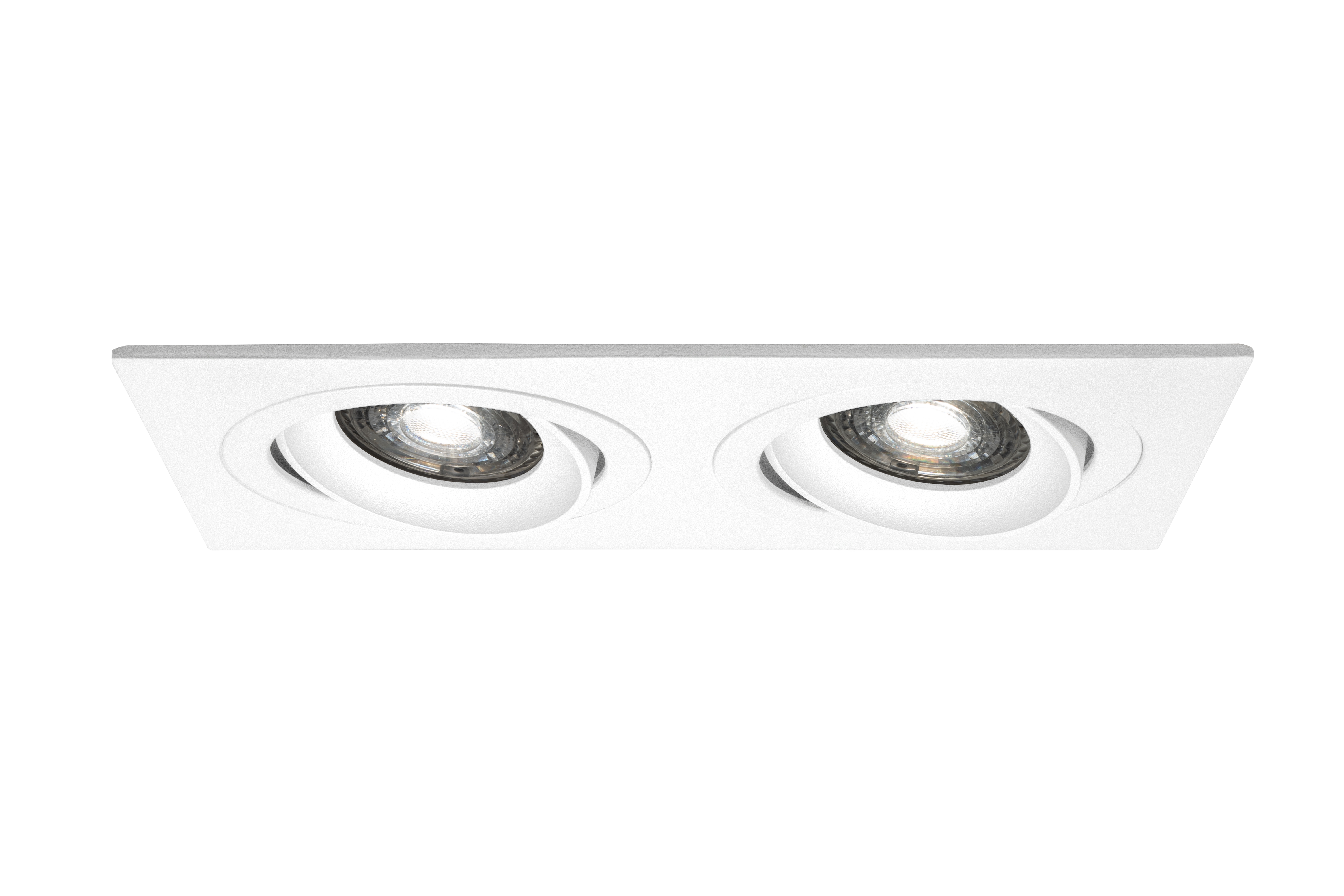 Led inbouwspot Armatuur Ø92x174xH23mm, Zaagmaat 80x140mm, IP20 Dubbel Vierkant, Kantelbaar, Wit